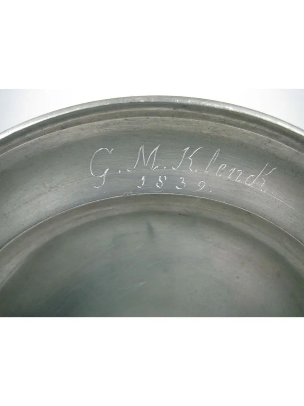 Zinn German Antique Pewter Plate Engraved Klenck 1839 Charger Home Georg Gonzler